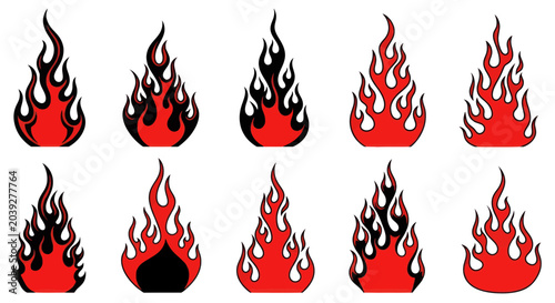 Photography Flame icons in various red shades.