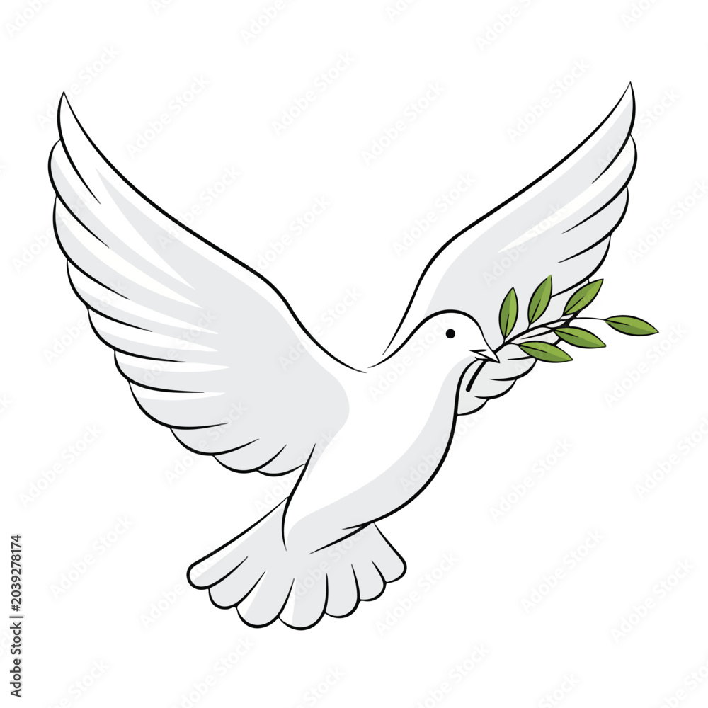 Fototapeta premium Peace Dove Flying with Olive Branch Illustration