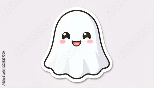 Playful and friendly cartoon ghost illustration with a cheerful expression, perfect for Halloween designs, stickers, or whimsical cultural themes and children's projects