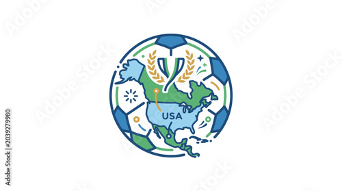 Globe with USA highlighted.
