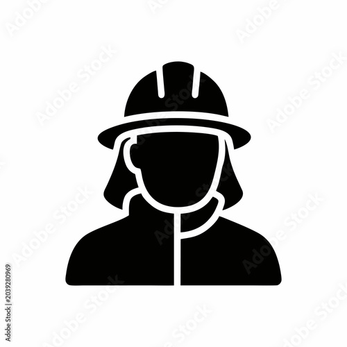 Firefighter silhouette icon avatar vector illustration isolated on white background