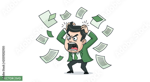 Fotografía Stressed businessman with papers around him.