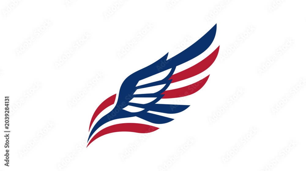 Fototapeta premium American flag wing emblem design graphic.