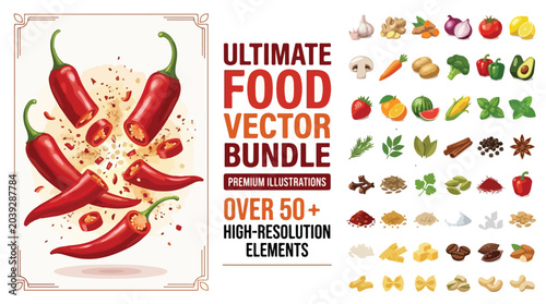 Foto Ultimate food vector bundle, over 50 high-resolution elements of fresh vegetable