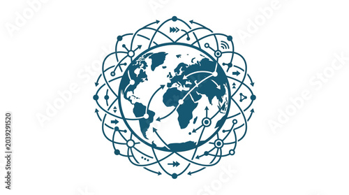 Global Network Connections and Digital Communication around Earth