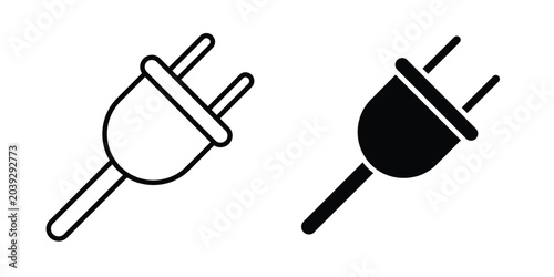Foto Electrical plug icon vector. Simple flat symbol. editable strokes