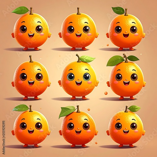 Cute cartoon oranges (2)