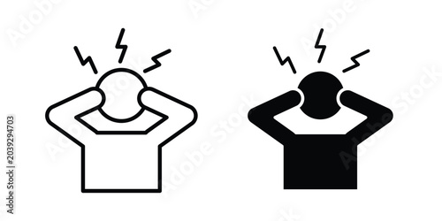 Photos Headache icon vector. Simple flat symbol. editable strokes