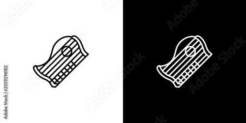Tableau sur toile black and white illustration of zither icon