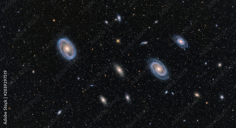 Fototapeta premium Distant Spiral Galaxies in Deep Space