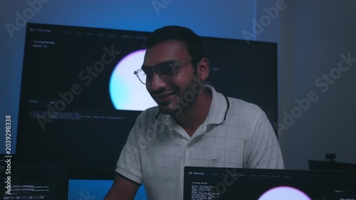 Smiling Man Listening During Tech Meeting
