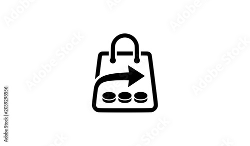 Bild auf Leinwand Buy Now Pay Later Shopping Bag Icon Black Financial Service Vector