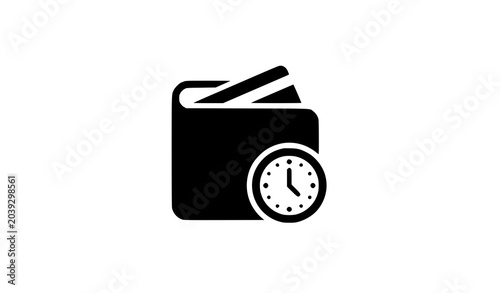 Bild auf Leinwand Pay Later Wallet Icon Black Minimalist Deferred Payment Symbol Vector Illustrati