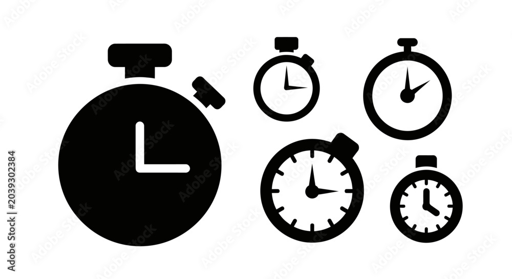Fototapeta premium Stopwatch Icons Set, Time Measurement, Chronometer Collection