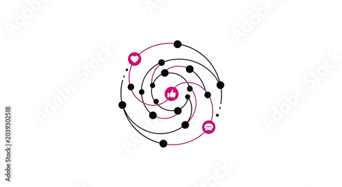 Billede på lærred Atom Structure Model with Electrons Orbiting.