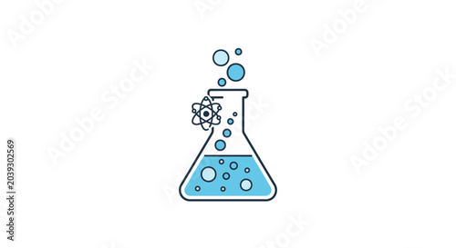 Photos Beaker with Bubbles and Liquid.