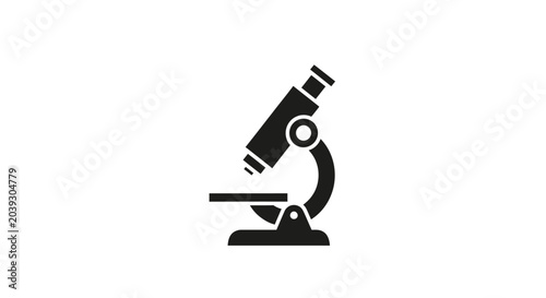 Foto Black microscope on white background.