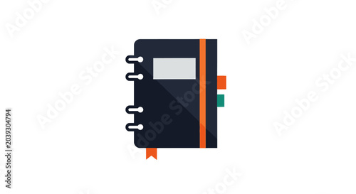 Foto Black Notebook with Orange Details.