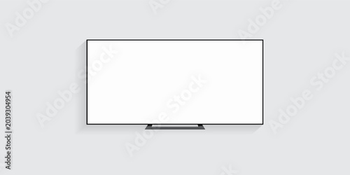 Photos 4K TV flat screen lcd or oled, plasma, realistic illustration, White blank monitor mockup