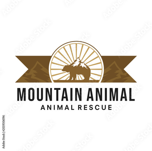 Canvas Print Mountain Animal Logo Design template Illustration Vector