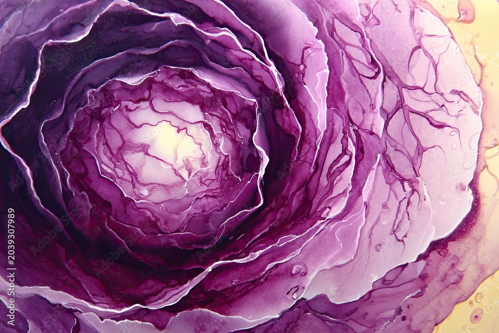 Obraz premium Vibrant purple & white abstract flower, watercolor-like, close-up details