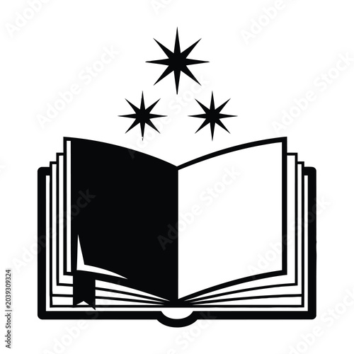 Schilderij op canvas Open book with stars magic education symbol