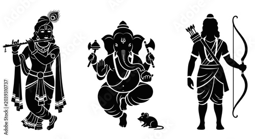 Foto Hindu gods and mythological figures.
