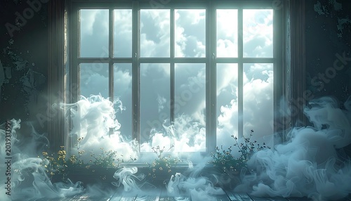 Misty window view
