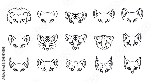 Schilderij op canvas Collection of various animal face drawings.