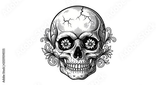 Foto Detailed illustration of a human skull.