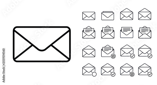 Valokuva Envelope icons with various symbols.