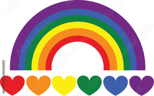 LGBT heart and circle rainbow flag.