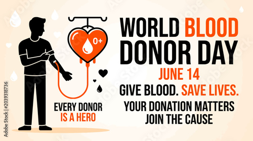 Foto World Blood Donor Day June 14 - Give Blood Save Lives, Donor Hero Concept