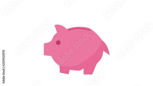 Saving money into piggy bank
