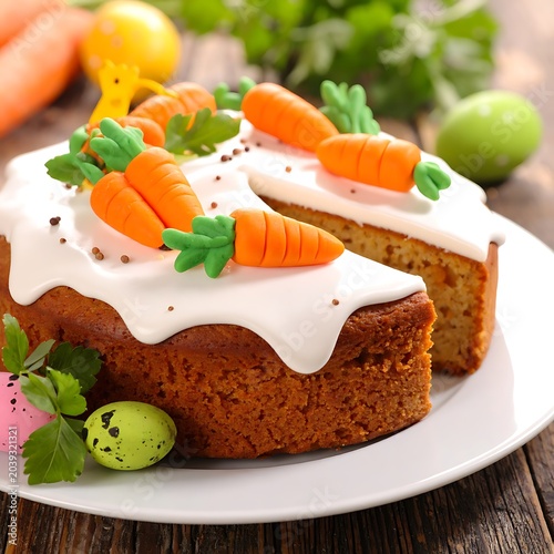 Delicious carrot cake with icing.