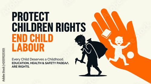 Bild auf Leinwand Protect Children Rights, End Child Labour, Education Health Safety