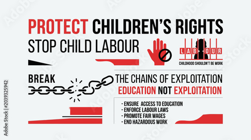Quadro su tela Protect Children's Rights: Stop Child Labour, Education Not Exploitation