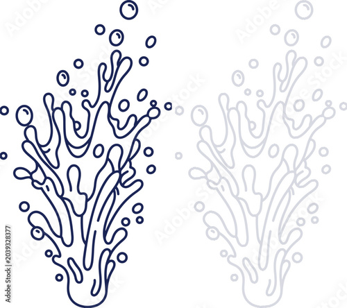 Fotografía Water Splash Line Art Vector Illustration with Bubbles and Droplets Isolated on