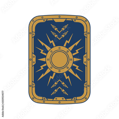 Photography Blue Roman Scutum Shield Vector with Lightning Bolts and Chevrons