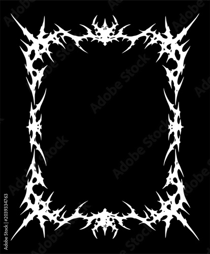 Foto Black Metal Sigil Frame Border with Aggressive Thorn Ornament and Symmetrical Go