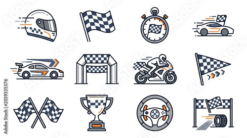 Motorsport and Racing Icons Set
