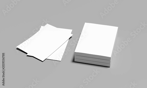 Modern Publishing Mockup with Book Cover and Marketing Flyers,  brochure mockup template on grey background Illustration for Mockup. 3D Render.