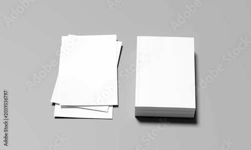 Minimal Book Cover and Flyer Mockup on Gray Background, Blank folded flyer, booklet, postcard, business card or brochure mockup template on grey background