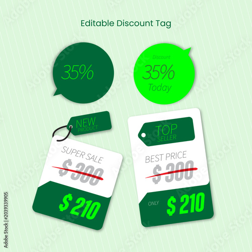 Editabel Green Discount tag price Simple