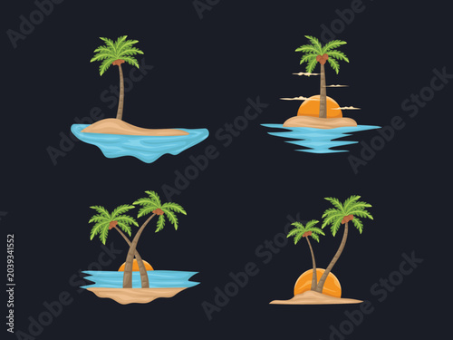 Beach Coconut Tree Illustration Tropical Palm Vector for Summer Vacation and Paradise Nature Design