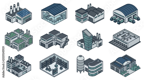 Obraz na plátně Collection of industrial buildings and factories.