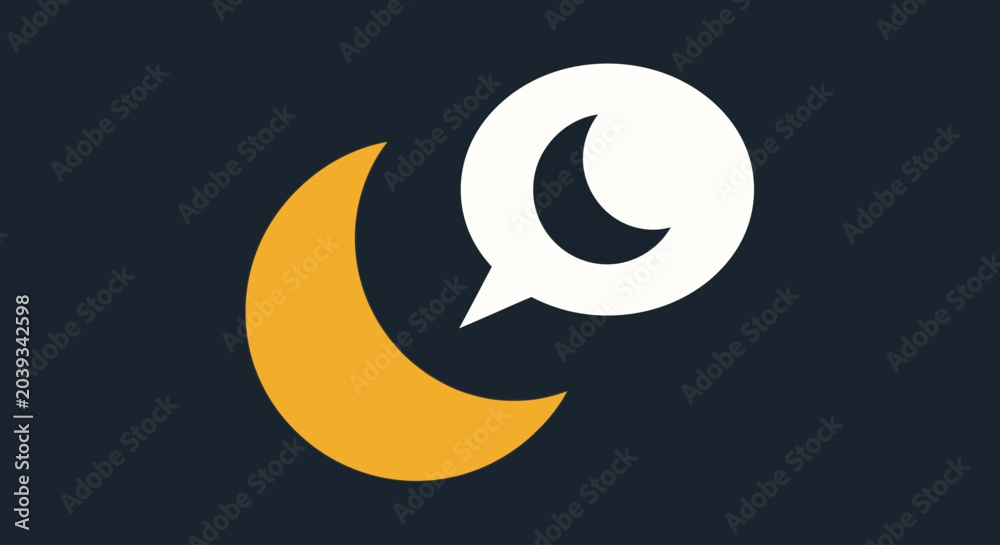 Fototapeta premium Moon and speech bubble vector icon for night communication concept