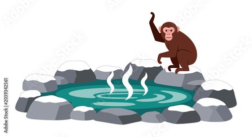 Canvas Print Monkey by Hot Spring Vector Illustration
