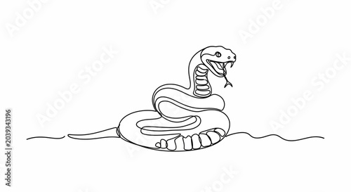 Quadro su tela Stylized Snake Illustration, Continuous Line Drawing