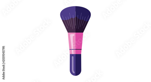 Vibrant Makeup Brush Isolated on White Background
